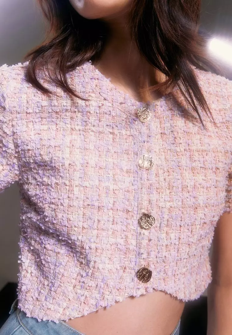 Tweed Crop Top - Lilac