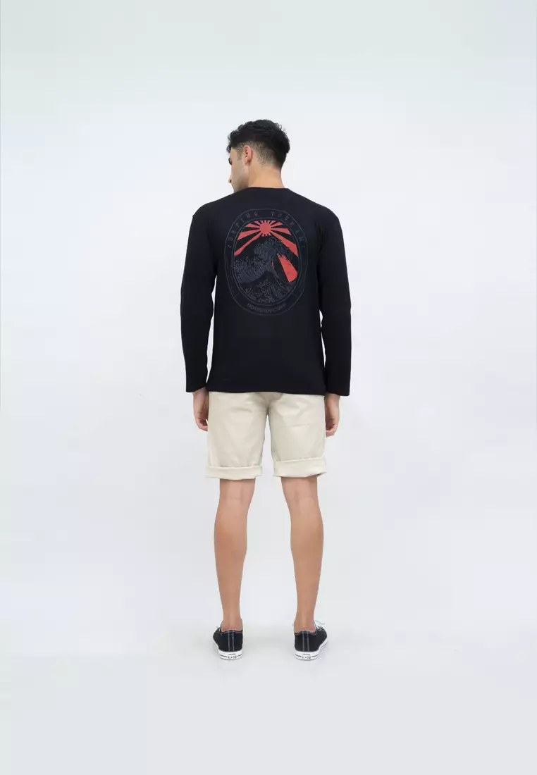 Kaos cotton combed lengan panjang pria unisex houseofcuff Tsunami
