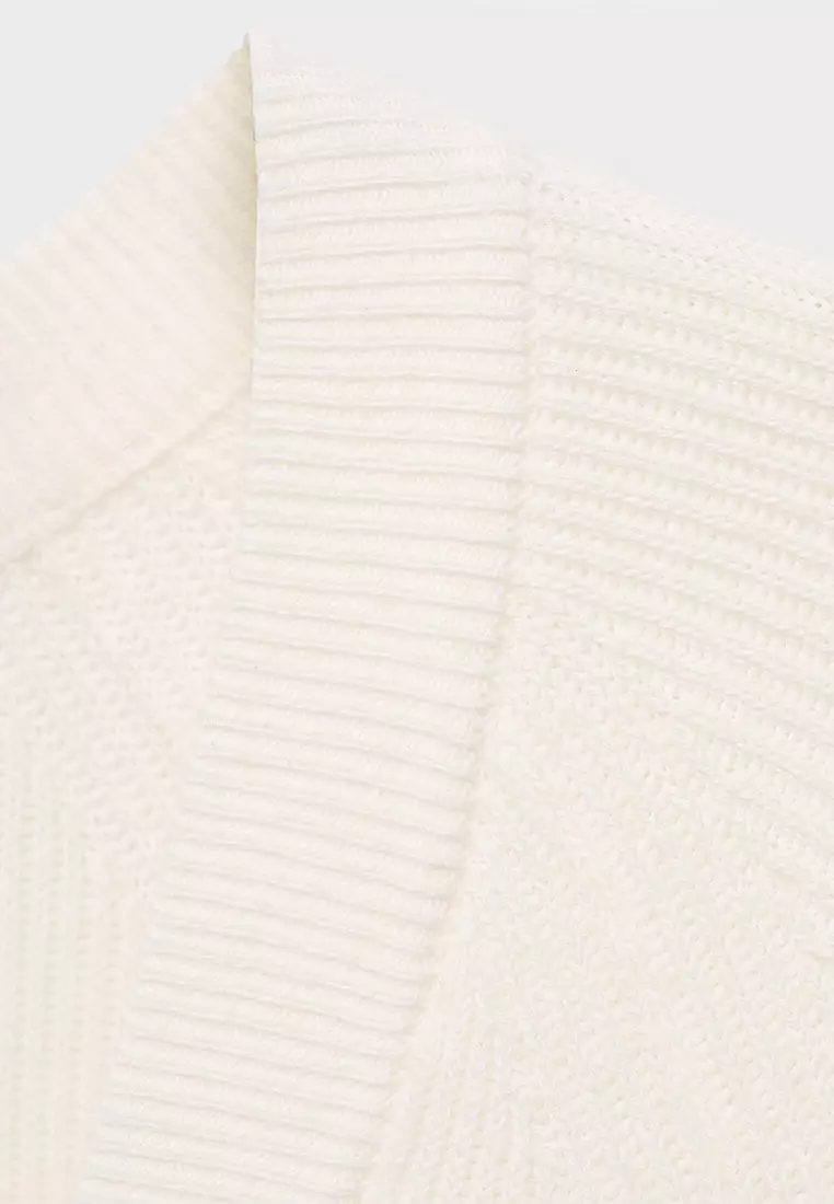 Ribbed Knitted Cardigan With Buttons