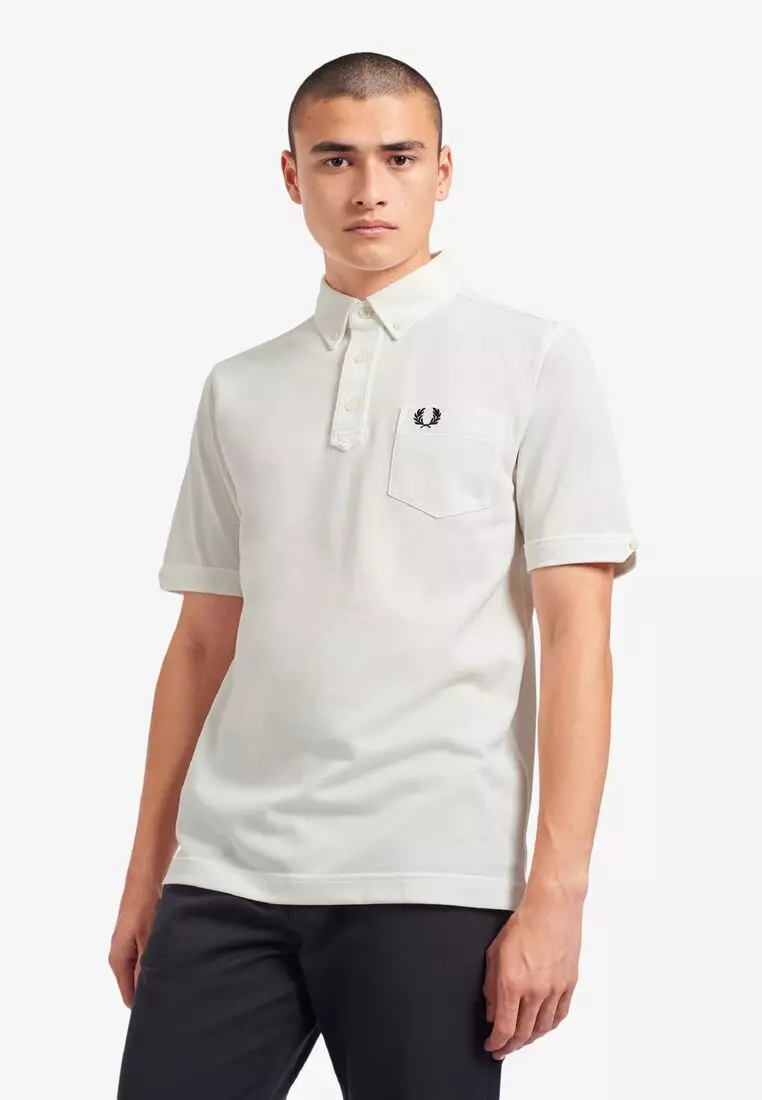 Fred Perry M1627 Button Down Collar Polo Shirt (Snow White)