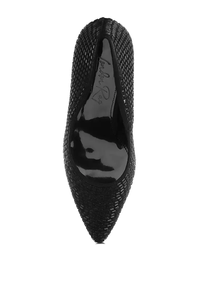 Rhinestones Embellished Pumps in Black