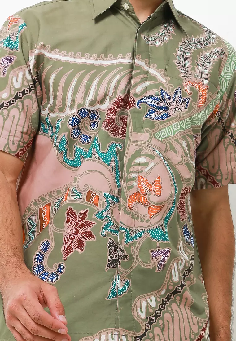 Kunthara Kemeja Batik Tulis Premium Pria Casual Modern Lengan Pendek