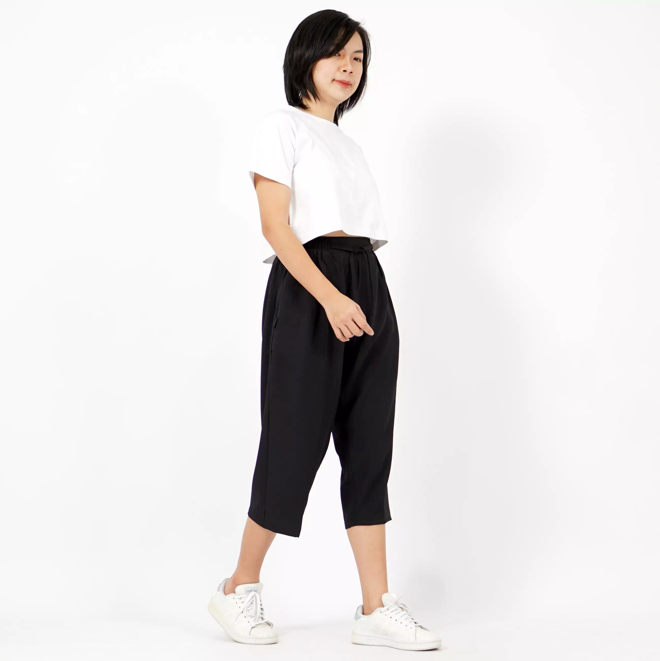 CELINE Celana Kulot 3/4 Highwaist Cullote Pants Celana Casual - Hitam