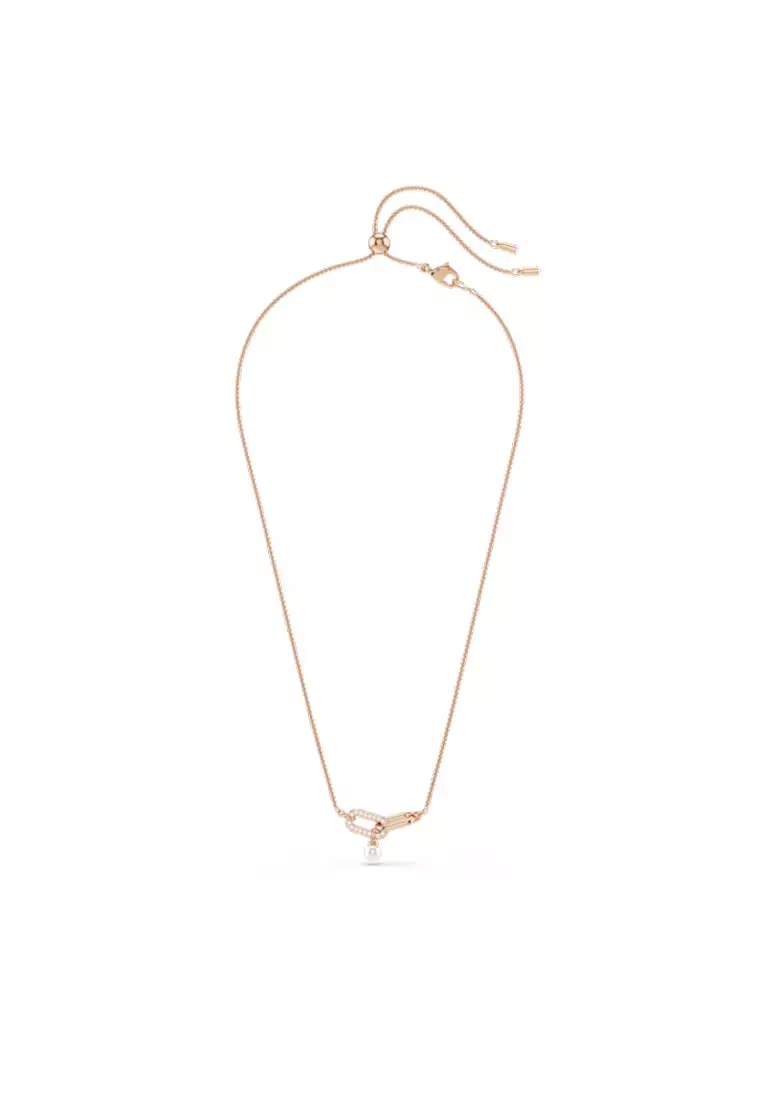 Constella Pendant, Crystal Pearl, Round Cut, White, Rose Gold-Tone Plated