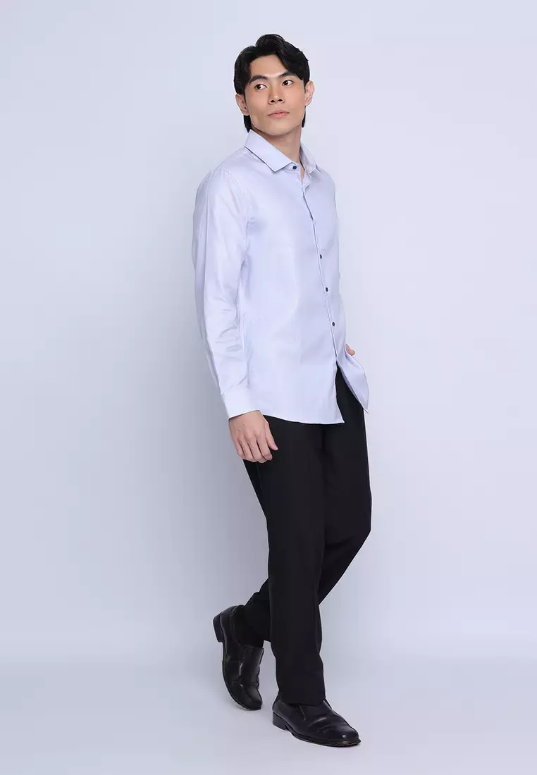 Textured Long Sleeve Dress Shirt