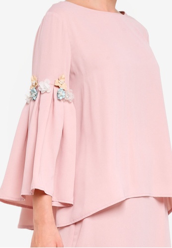 Buy Embellished Flare Sleeves Top Set from Zalia in Pink only 235