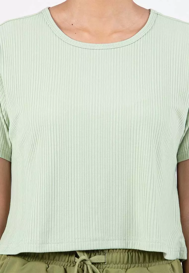 Forest Ladies Ribbed Crop Top Women Crop T-Shirt | 822343-42LtGreen