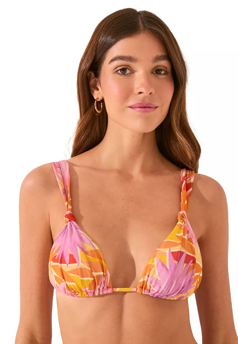 Mesh Triangle Bikini Top With Floral Print
