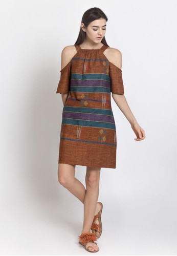 Zoey Shoulder Dress in Brick