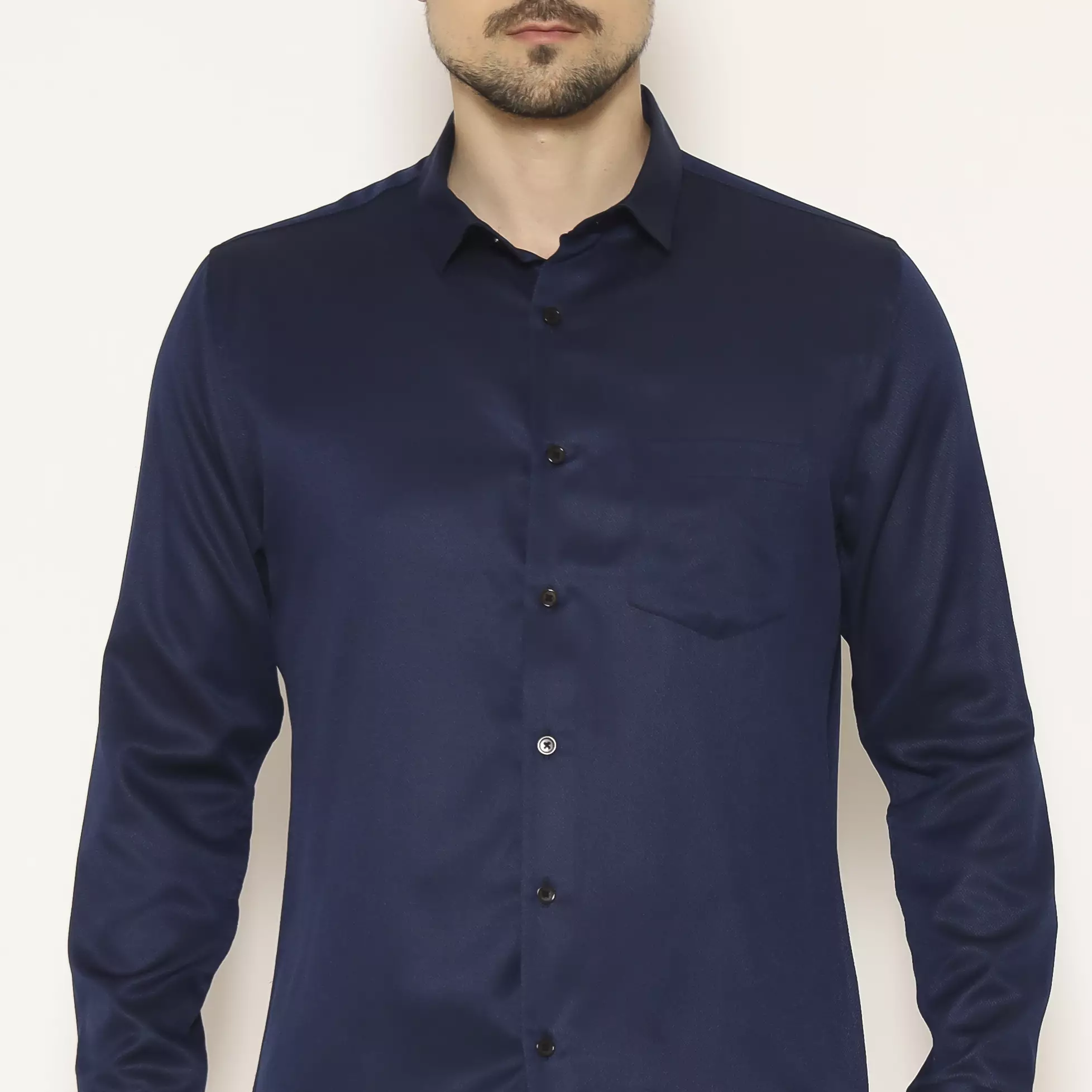 MAGINOT Kemeja Pria Basic Texture Panjang DARK NAVY