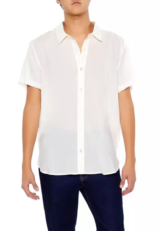 Dolphin-Hem Short-Sleeve Shirt