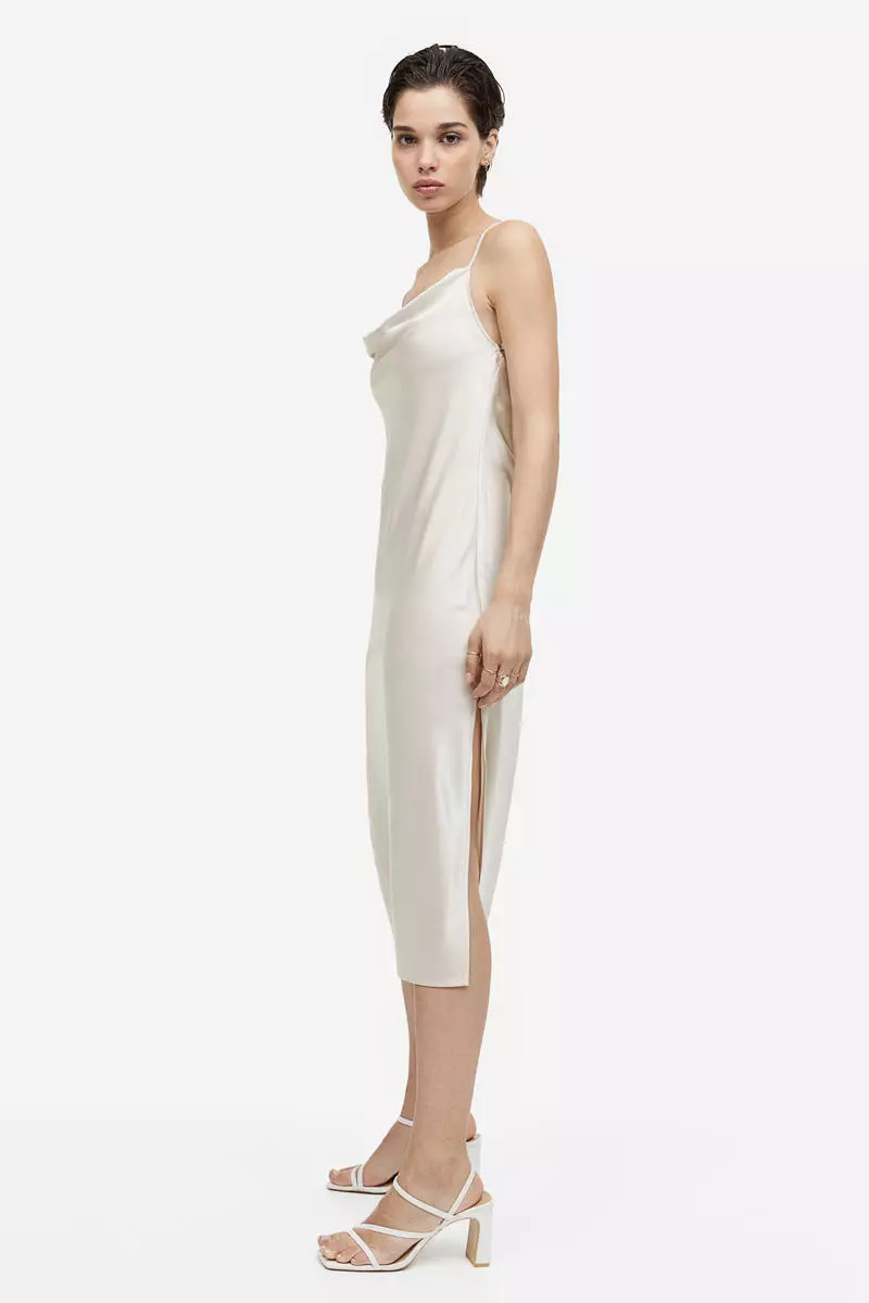 Rhinestone-embellished satin slip dress