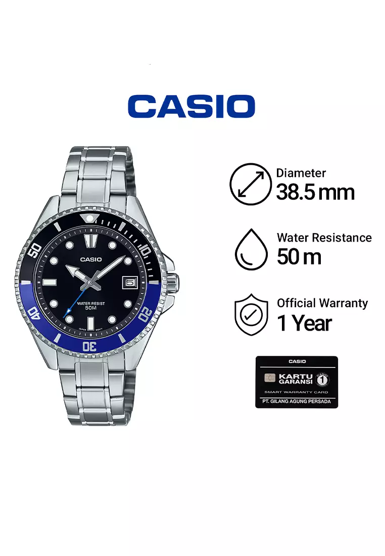 Jam Tangan Pria Casio Standard Series MDV-10D-1A2V Silver Blue - Stainless Steel