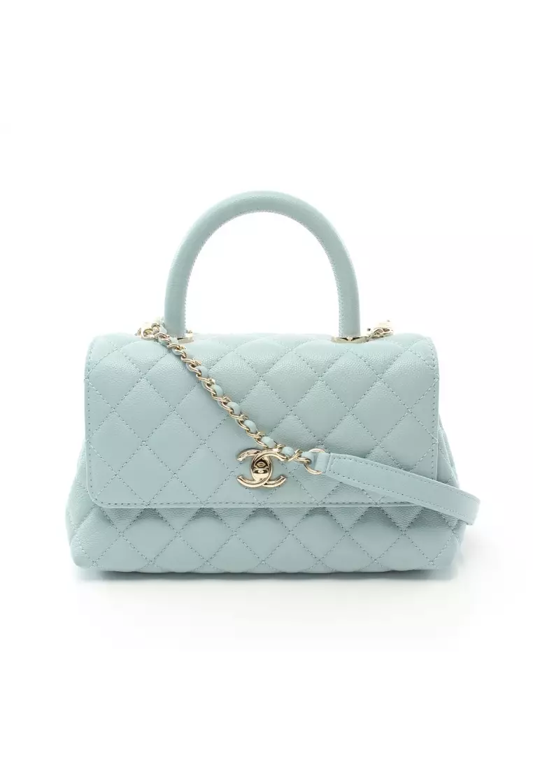 tas satchel Chanel Mini Rectangle Flap Light Blue Lambskin Quiltes
