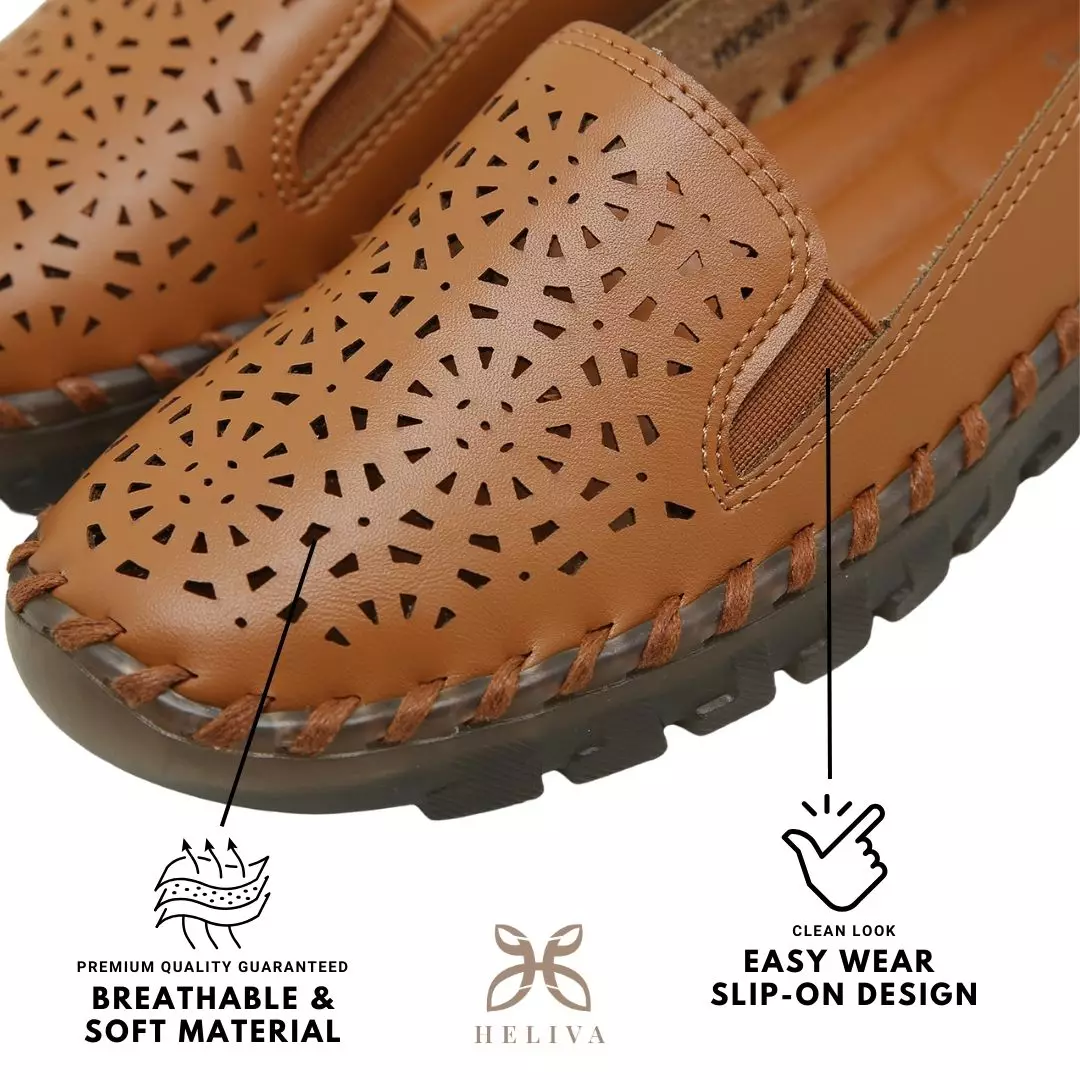 Heliva Mauren Shoes Loafers Breathable Slip On Sol 1cm