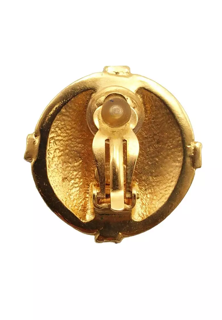 Pre-Loved Chanel Cc Gold Plated Round Clip On Earrings