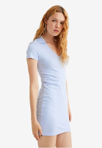 H&M blue Collared Bodycon Dress 0B9F3AAB658AE4GS_1