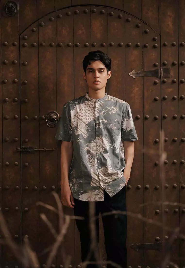 LARUSSO Khair Collection - Kemeja Koko Printing Pria Lengan Pendek - Kuppa