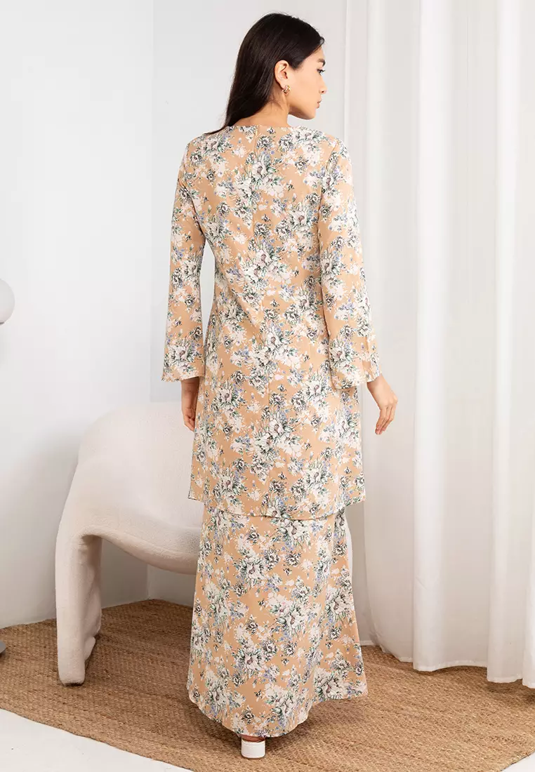 Vintage Dahlia Dusty Yellow Baju Kurung Moden