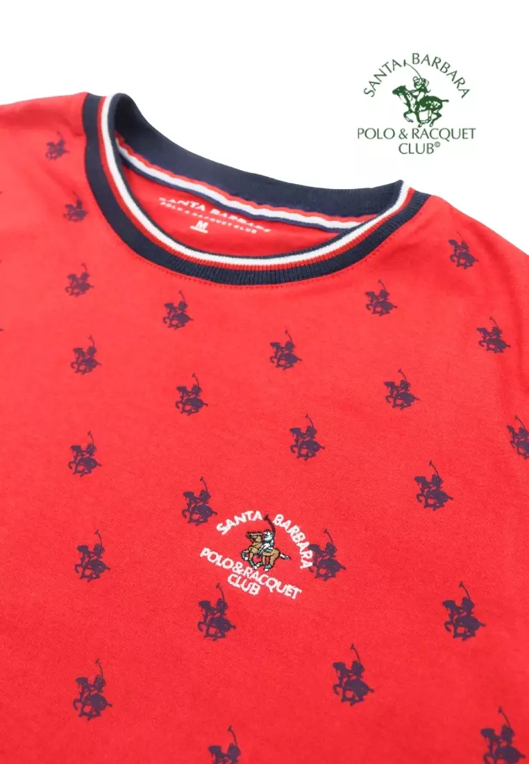 Plain Shirt for Men with Embroidered Logo on Chest - Red