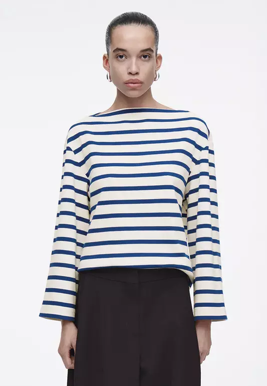 Striped Boat-Neck Top