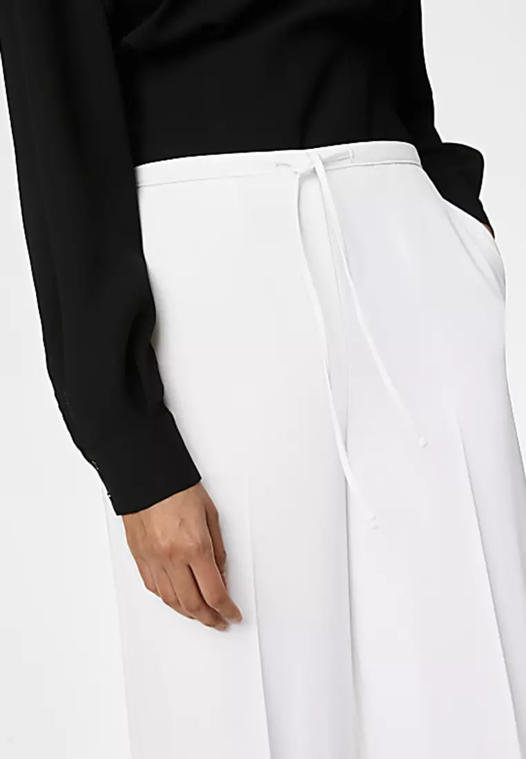 Crepe Elasticated Waist Wide Leg Trousers