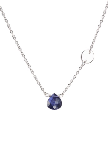 Majade Jewelry blue and silver MAJADE - Petite Silver Coin Kyanite Necklace - September Birthstone 0EF99AC0B57D69GS_1