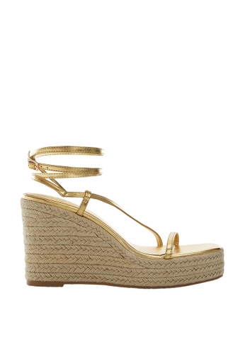 Buy Mango Metallic Wedge Sandals With Straps 2023 Online | ZALORA Singapore