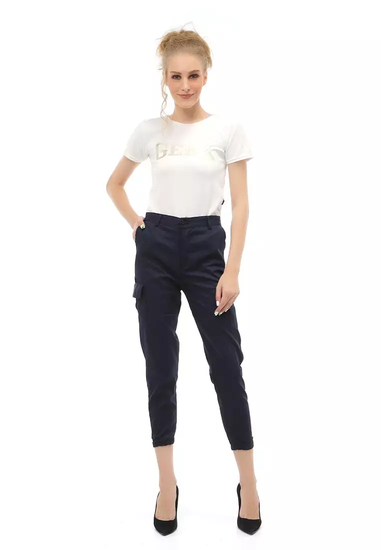 Jourel Jogger Pants Kasual Wanita Material Cotton ORIGINAL - Navy