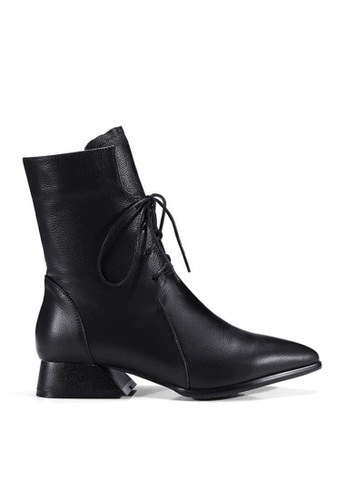 Twenty Eight Shoes black Pointed Toe Lace Up Mid Boots VB269 E9129SHA028DE8GS_1