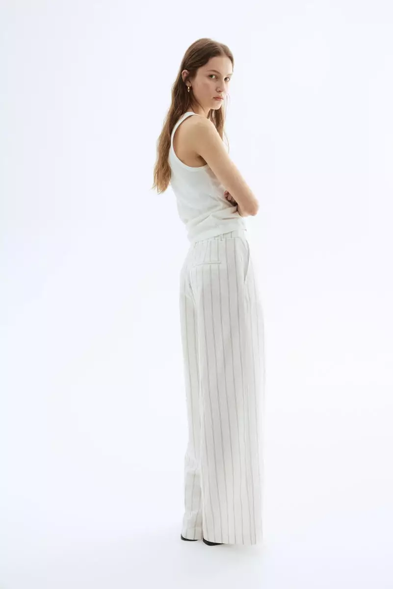 Wide linen-blend trousers