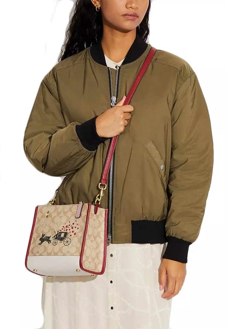 Coach Coach Lunar New Year Dempsey Tote 22 In Signature Canvas With Rabbit And Carriage Light
