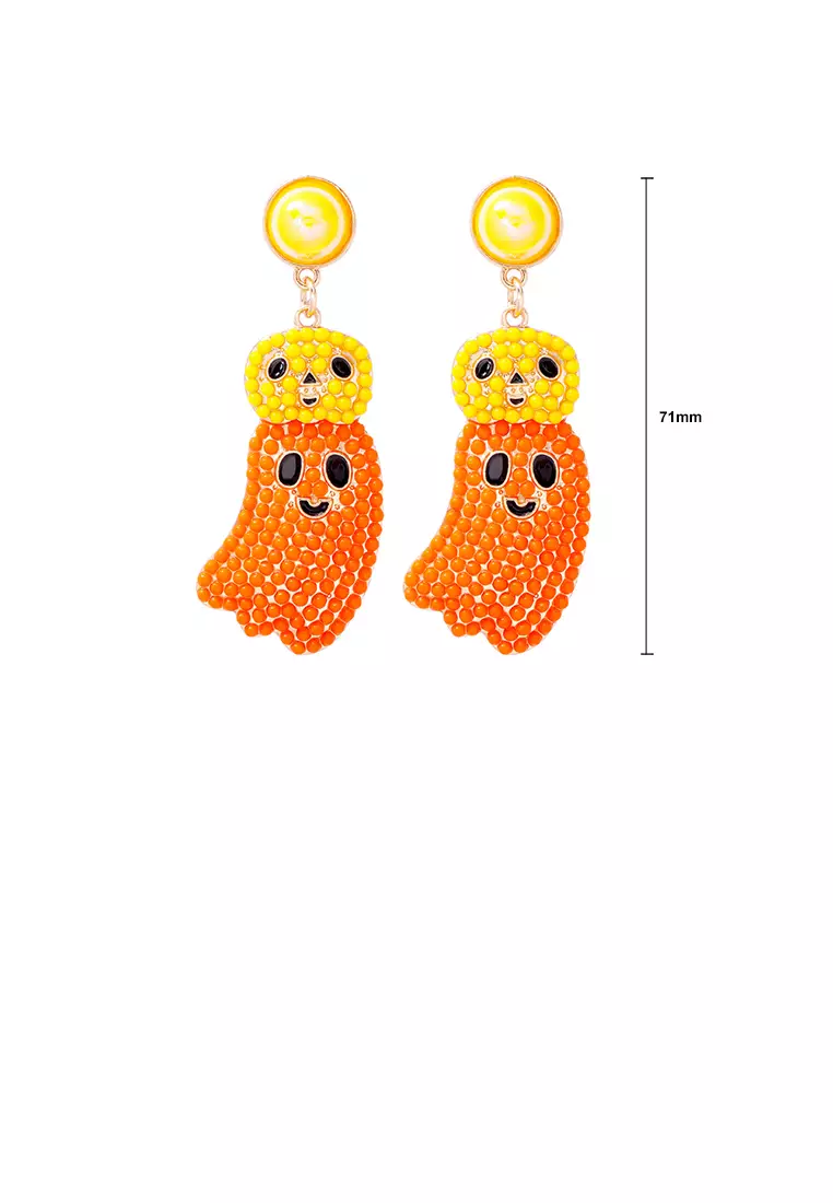 Buy Glamorousky Creative and Cute Plated Gold Halloween Ghost Orange