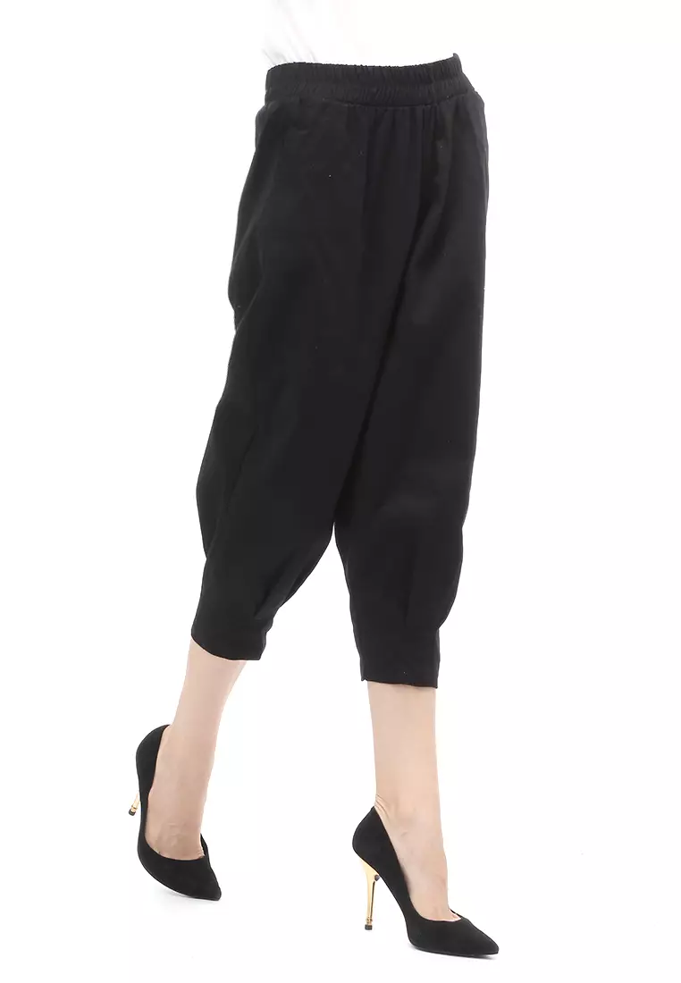 Lark Celana Panjang Bawahan Wanita Motif Solid Regular Fit - Black