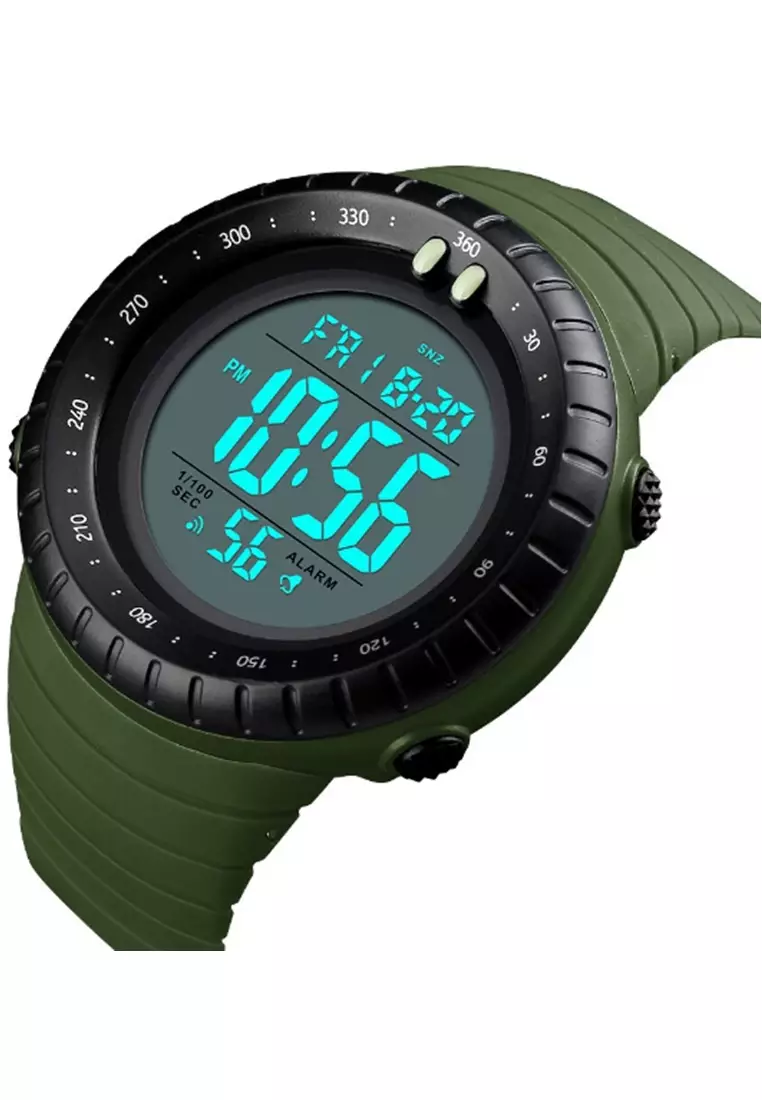 Jam Tangan Sporty Digital Pria Waterproof Strap Tali Material PU QP09 ORIGINAL