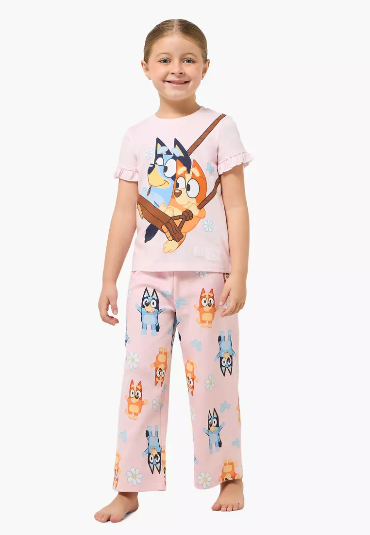 Babyshop Bluey Cotton Crew Neck Short Sleeves Pyjama Set With Bluey Print