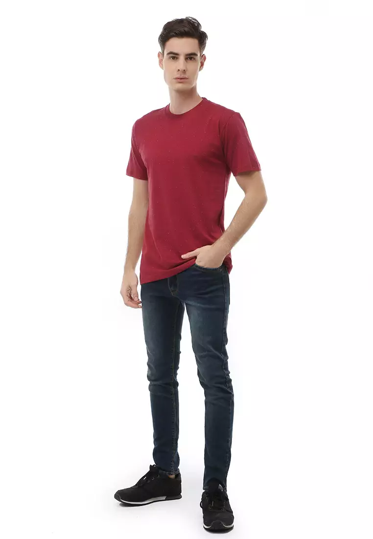 Jack T-Shirt Atasan Kasual Kaos Polos Polka Pria Lengan Pendek Material Cotton ORIGINAL - Maroon