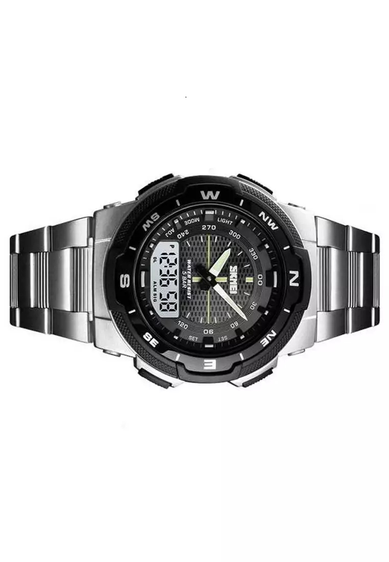 Jam Tangan Kasual Digital Analog Pria Waterproof Many Function Strap Tali Material Stainless Steel II99 ORIGINAL