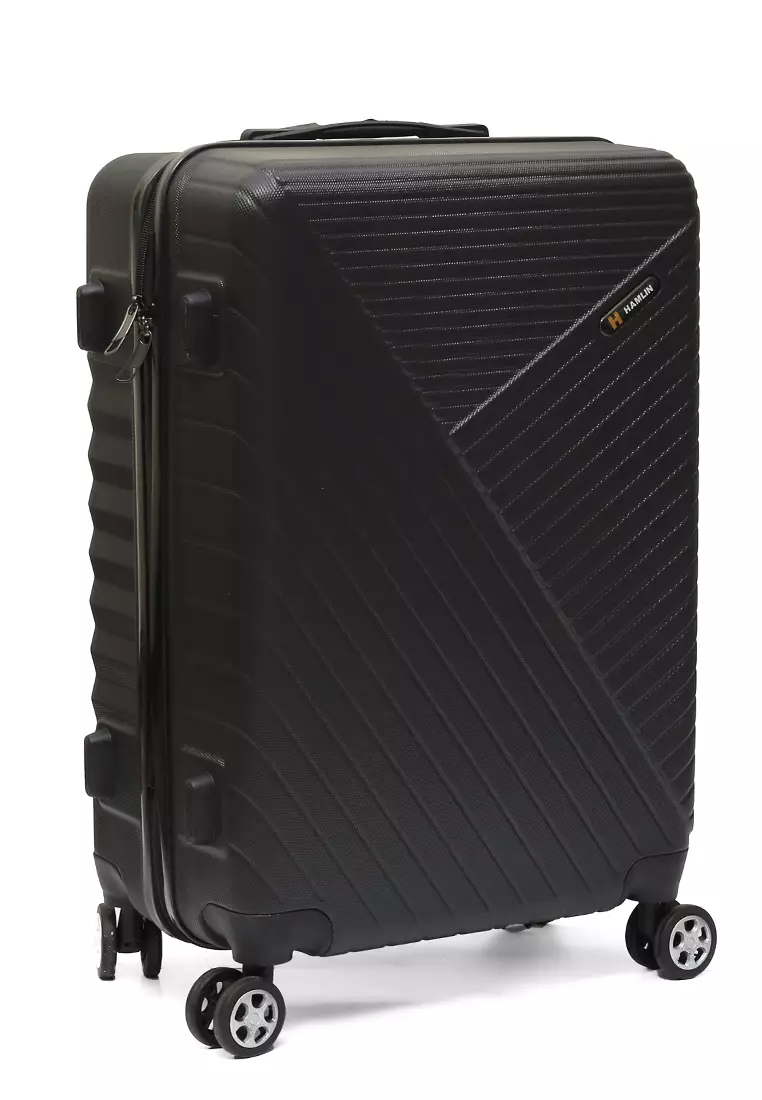 Isvara Tas Koper Hardcase Fiber One Set Unisex Large Compartment Suitcase Code Lock System Material ABS+PVC Coated ORIGINAL - Black