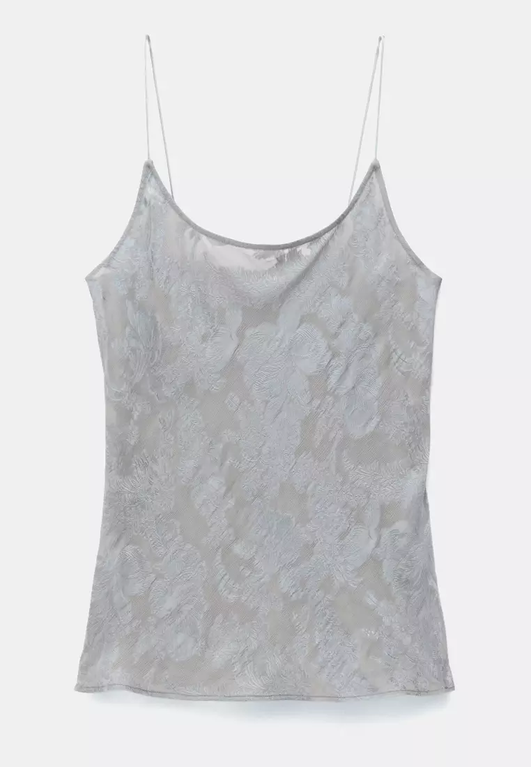 Sheer Satin Jacquard Camisole Top
