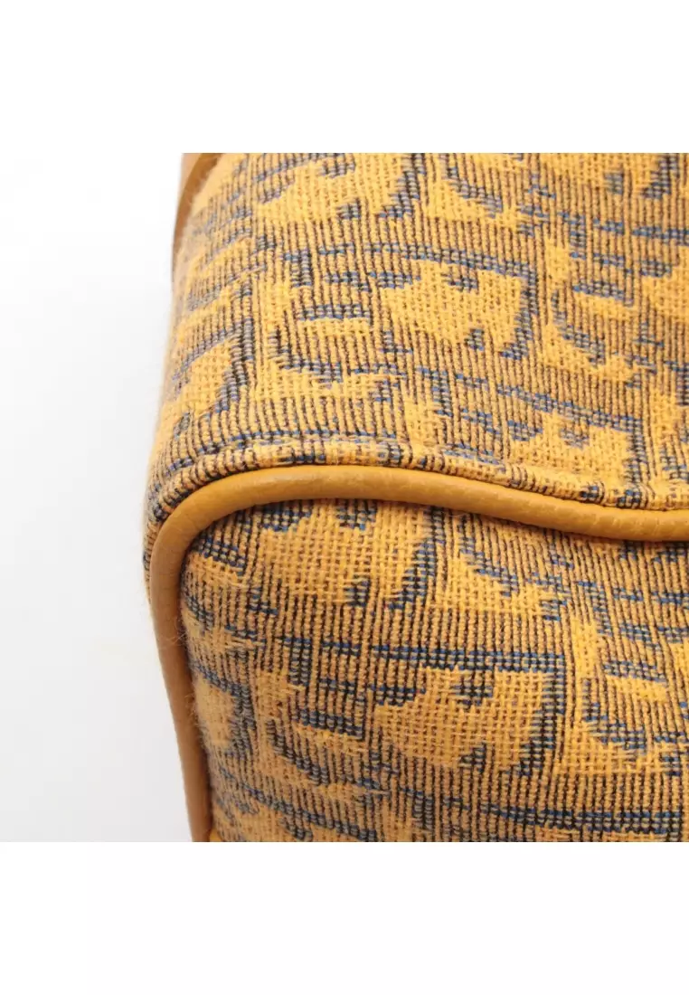 Pre-Loved Christian Dior Rango 26 Handbag canvas leather yellow Navy