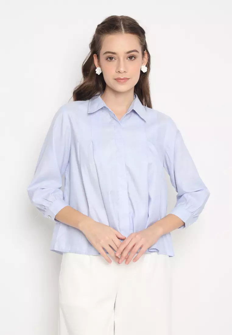 Jual Brilliant Girl Casual Crop Top Ruffle Blue By Brilliant Girl Warna ...