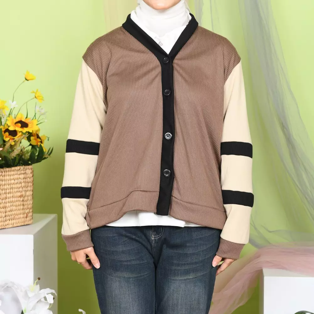 Kimo Colorblock Cardigan - Soft Mahogany M M19884 R78S4