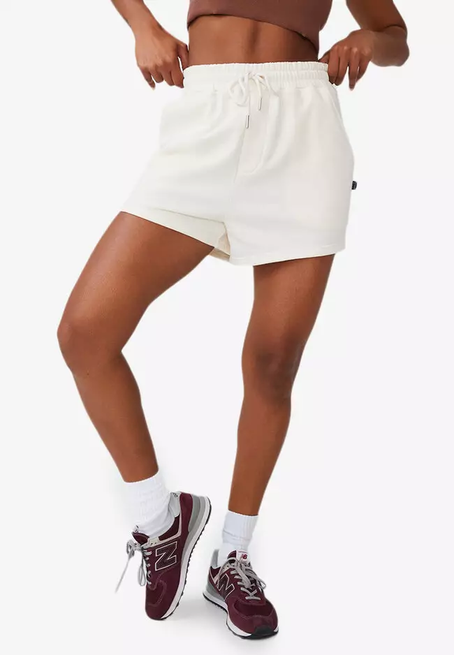 White fleece outlet shorts