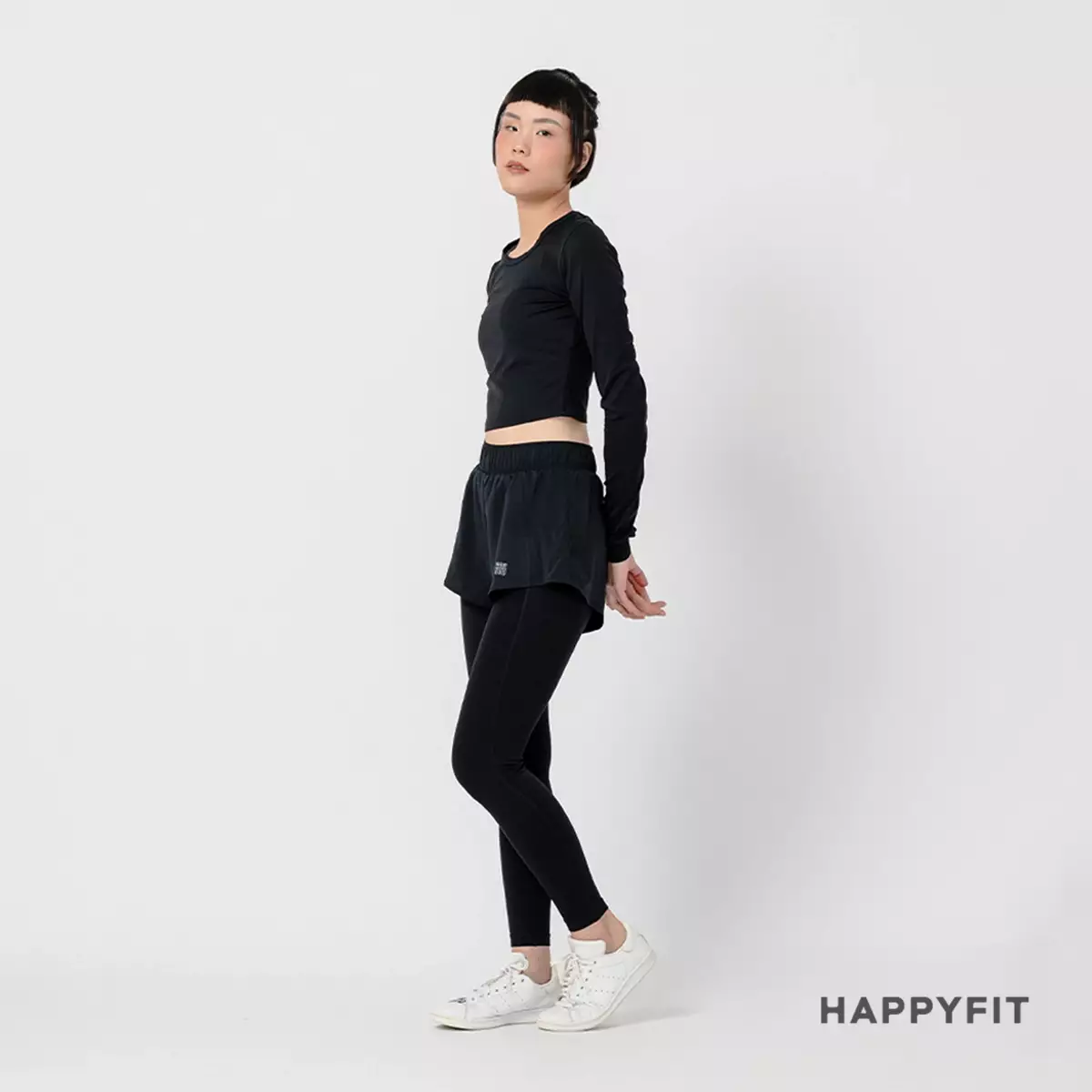 HAPPYFIT Legging Running Short Pants Black