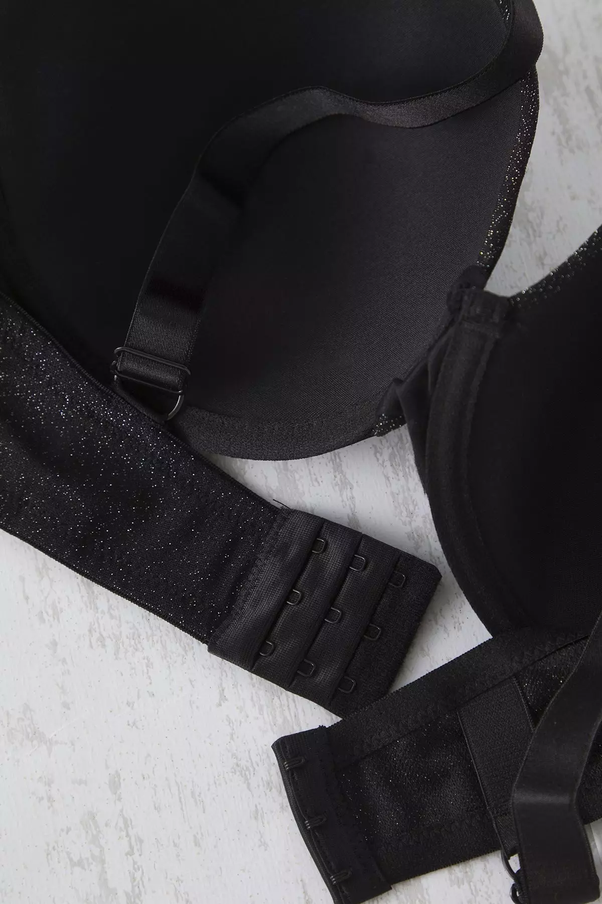 Black Thick Strap Covered Glittery Non-Padded Plus Size Bra