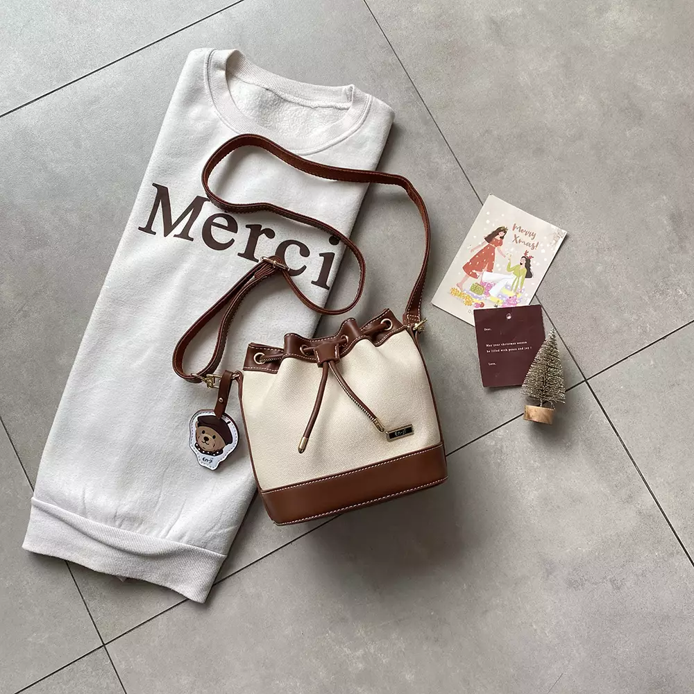 En-ji Monbin Handbag Wanita Warna Cream