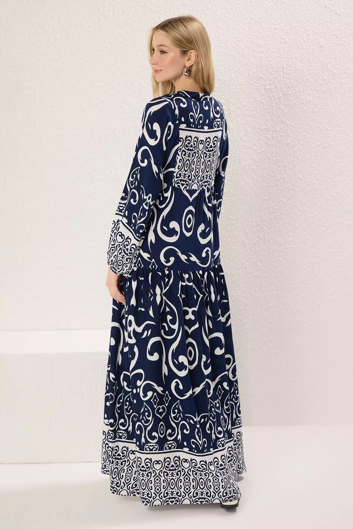 Indigo Patterned Viscose Woven Dress TCTSS24EB00221