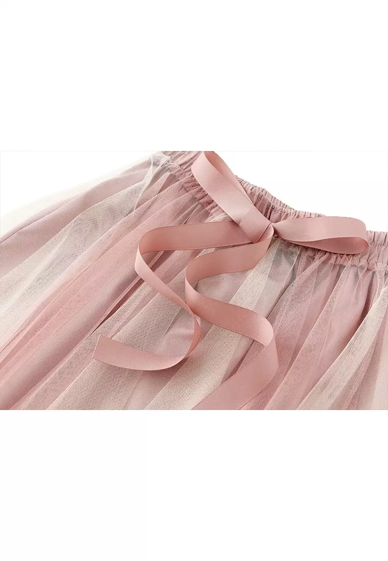 Spring/Summer Contrast Color Maxi Mesh Skirt AF8576