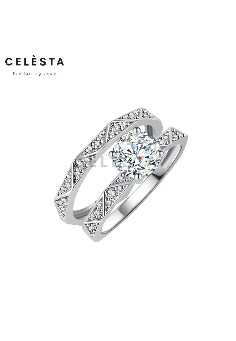 Berlian Moissanite Clarette Ring GRA CERTIFICATE MOISSANITE DIAMOND Cincin Moissanite Diamond 1 CT 925 Silver Celesta by Her Jewellery